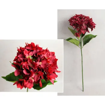 umělá květina Květina HORTENSIE výška 67 cm (květina 18x10 cm) ČERVENÁ