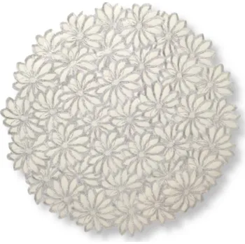umělá květina Stolní podložka – umělá hmota, kulatá KVĚTINY 38 cm STŘÍBRNÁ