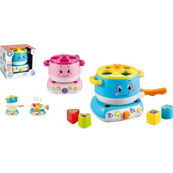 Třídicí hrníček pro batolata (světlo, zvuk) v kartonu 19x18x16 cm – mix barev