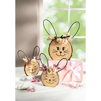 Velikonoční dekorace Zajíc dřevo set 3ks, vel. 15cm,12cm,11cm