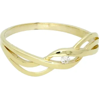 Módní doplněk Goldstore Zlatý prsten vlnky a zirkon Velikost: 60, Váha: 1.71 g