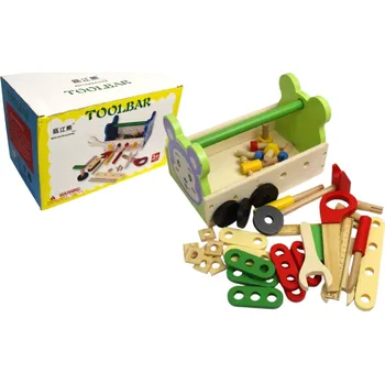 Dřevěná hračka Dřevěná hračka, sada nářadí pro malé kutily v krabici 24,5 x 16,5 x 15 cm