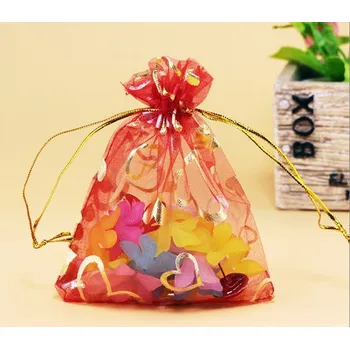 Dárková krabička Sáček na šperky, dárek SRDCE 30x20 cm PRŮHLEDNÝ ČERVENÝ