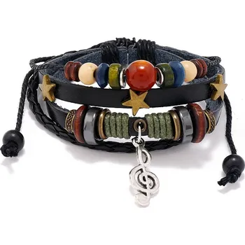 Šperk Náramek s korálky klíč violový 17x0,6 cm ČERNÝ