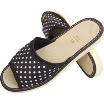 Dámské pantofle Pantofle, žabky, dámské pantofle s otevřenou špičkou, hnědé, s puntíky 03A07 – 1 pár