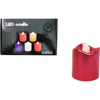 Svíčka Svíčka, LED svíčka na baterie s konstantním plamenem, teplé světlo, 4,6 x 3,6 cm, ČERVENÁ – 1 ks