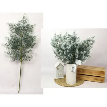 Vánoční dekorace Silikonová větvička PE TUJA výška 47 cm ZELENÁ s bílými koncovkami