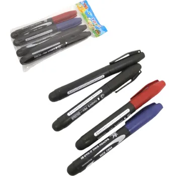 Fixy (2xčerná, červená, modrá) 14 cm - sada 4 ks v fólii