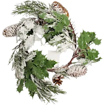 Věnec Věnec posypaný sněhem s šiškami 40 cm