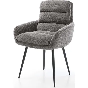 Jídelní židle DELIFE Jídelní židle Abelia-Flex s područkami bouclé šedá 4-nohá zúžená černá