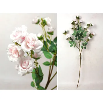 umělá květina Květina RŮŽE výška 82 cm, 5 ramen (květina 4x2,5 cm) světle RŮŽOVÁ