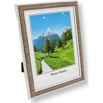 Rám na obraz Fotorámeček BÍLÝ s efektem dřeva a hnědou barvou 20x15 cm