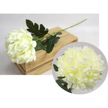 umělá květina Květina CHRYZANTEMA, výška 63 cm (květina 15x7 cm) – CITRONOVÁ světlá #55