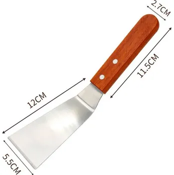 Obracečka Kovová lopatka na smažení s dřevěnou rukojetí 24 x 5,5 cm