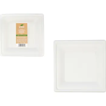 Talíř Jednorázové čtvercové talíře – TRZCINA CUKROWA, sada 6 ks, 20 x 20 cm