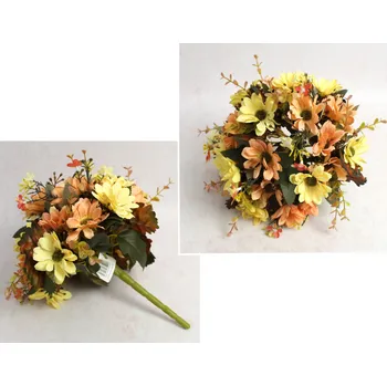 umělá květina Kytice MARGARETKA výška 30 cm, 14 stonků (květ 6x1,5 cm) BROSKVOVĚ ŽLUTÁ