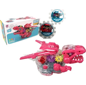 Hračka pro nejmenší Hračka DINOSAURUS 23 x 12 x 13 cm, průhledná, vydává zvuky, svítí, na baterie, v kartonu MIX BAREV