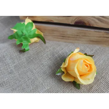 umělá květina Květinová hlavice RŮŽE 8x7 cm ORANŽOVÁ