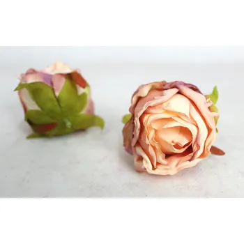 umělá květina Květina RŮŽE sušená 9x8 cm BROSKVOVÁ stínovaná