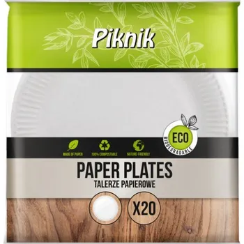 Talíř PIKNIK Papírový talíř kulatý 22,5 cm, sada 20 ks