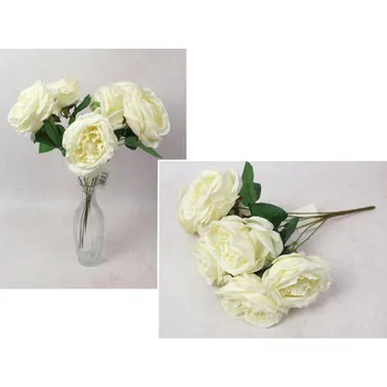 umělá květina Kytice PIWONIA výška 41 cm, 7 stonků (7 květů 11x5 cm) SMETANOVÁ