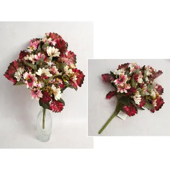 umělá květina Kytice MARGARETKA výška 45 cm, 12 stonků (květ 7-5 cm) RŮŽOVĚ-ECRU