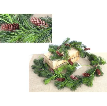 Silikonová girlanda SOSNA s šiškami 170 cm tmavě zelená