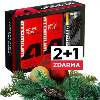 aditivum Atomium Active Diesel Plus (2x) + (zdarma) Atomium MGSB 100 (Sloučenina je pro starší dieselové motory osobních a lehkých nákladních vozidel s kilometráží nad 50 000 km (např. 100 000 km). Životnost třetího výrobku je do prosince 2021.)