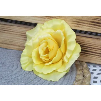 umělá květina Hlava RŮŽE rozvinutá 10 cm (M674_R33) - ŽLUTÁ - 1 ks