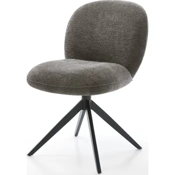 Jídelní židle DELIFE Jídelní židle Nube-Flex bouclé měkký tmavě béžová křížová podnož široká černá 360° otočný houpací funkce taštičkové pružiny