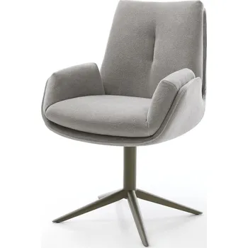 Jídelní židle DELIFE Jídelní židle Clea-Flex látka Měkký šedá křížová podnož Titanová barva 360° otočný houpací funkce