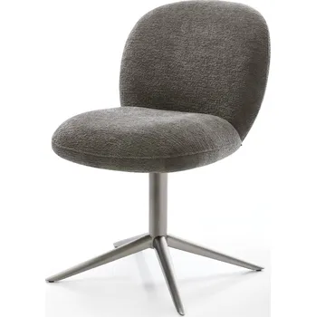 Jídelní židle DELIFE Jídelní židle Nube-Flex bouclé měkký tmavě béžová křížová podnož grafit 360° otočný houpací funkce taštičkové pružiny