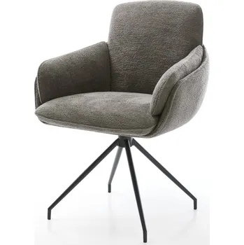 Jídelní židle DELIFE Jídelní židle Luan-Flex s područkami bouclé měkký tmavě béžová křížová podnož zúžená černá