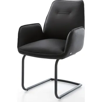 Jídelní židle DELIFE Jídelní židle Zoa-Flex pravá kůže černá jídelní židle kulatá černá taštičkové pružiny