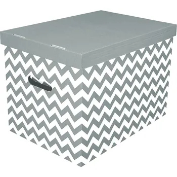 Dárková krabička Dekorativní úložná krabička 460x320x330 mm ZYG-ZAK bílo-šedá