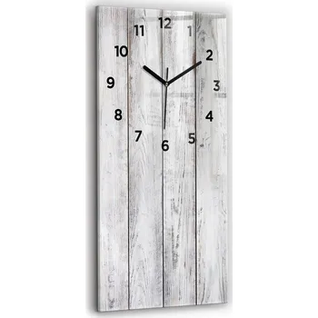 Hodiny Velké skleněné hodiny s tichým mechanismem, styl loft, na zeď, malovaná prkna 30x60 cm