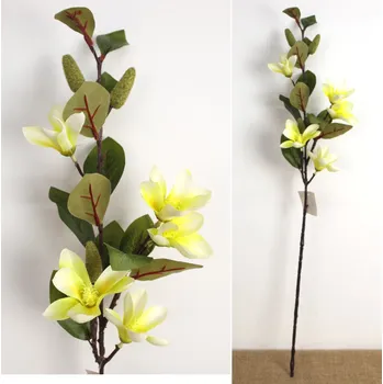 umělá květina Květ MAGNÓLIE výška 76 cm (5 květů 8 cm) LIMETKOVÁ