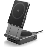 Spigen Essential MagSafe 25W 2v1 bezdrátová nabíječka černá (EF302MOQ)