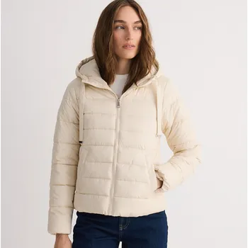 Dámský kabát Reserved - Prošívaná bunda s kapucí - tělová - 5797M-02X - 5797M-02X-XXL