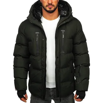 Pánský kabát Khaki pánská prošívaná zimní bunda Bolf 5M771 - 2XL