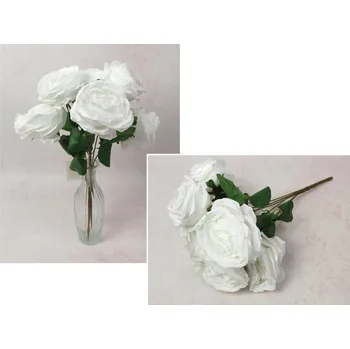 umělá květina Kytice PIWONIA výška 41 cm, 7 stonků (7 květů 11x5 cm) BÍLÁ