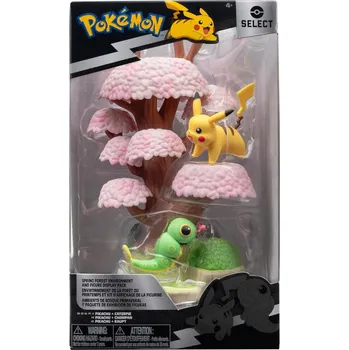 Figurka Pokémon 15cm Select Set - Kvetoucí strom s Pikachu a housenkou, FIGURKY