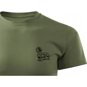 Pánské tričko Pánské khaki tričko s potiskem loveckého psa JEZEVČÍKA - vel 4XL