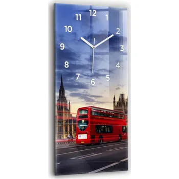 Hodiny Vertikální Skleněné Hodiny Tiché Bez Hlučnosti Nástěnné Červený Londýnský Autobus