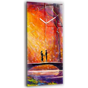 Hodiny Velké skleněné hodiny moderní tiché do ložnice nástěnné Pár v lese 30x60