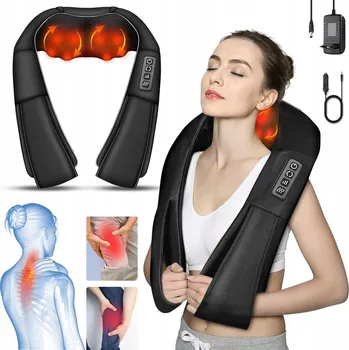Masážní přístroj BEZDRÁTOVÝ MASÁŽNÍ PŘÍSTROJ PŘÍSTROJ NA KRK, RAMENA A ZÁDA, 8 UZLŮ AKUMULÁTOR