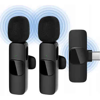 Mikrofon 2x BEZDRÁTOVÝ KLOPNÝ MIKROFON USB-C pro Android, iOS, iPhone 15