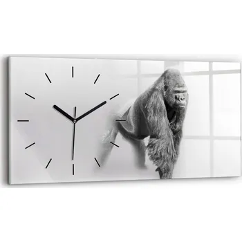 Hodiny Horizontální skleněné nástěnné hodiny s motivem, kolekce umění zvířat, 60x30 cm
