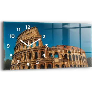 Hodiny Moderní skleněné nástěnné hodiny s potiskem 60x30 cm Koloseum v Itálii