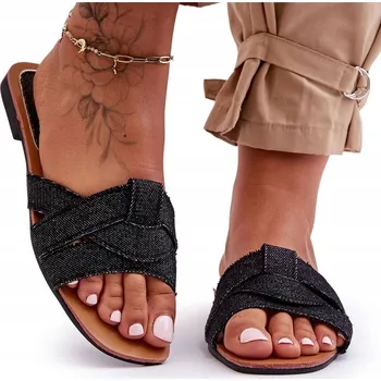 Dámské pantofle DÁMSKÉ LÁTKOVÉ NAZOUVÁKY ČERNÉ 37